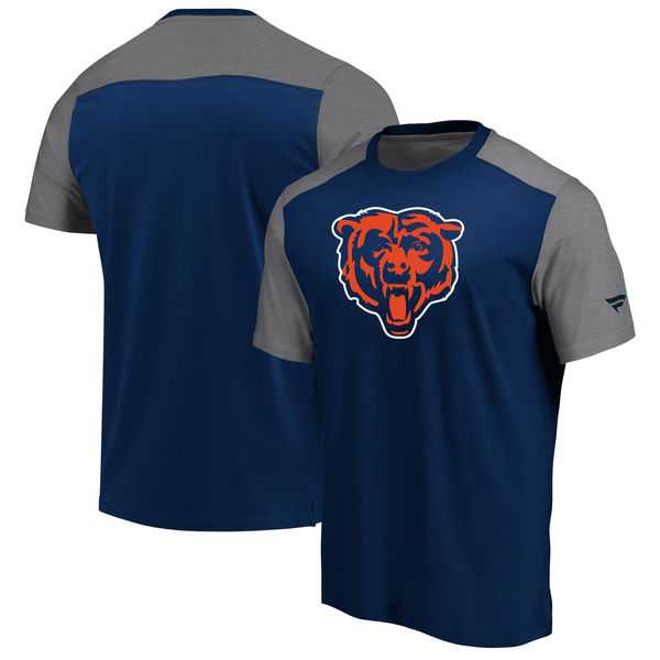Chicago Bears NFL Pro Line by Fanatics Branded Iconic Color Block T-Shirt Navy Heathered Gray
